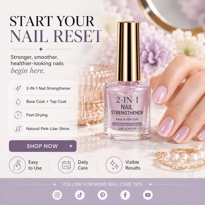 🔥Last Day Buy 1 Get 1 Free $ 9.99 Each🔥✨Lilac Glossy Mirror Nail Strengthener