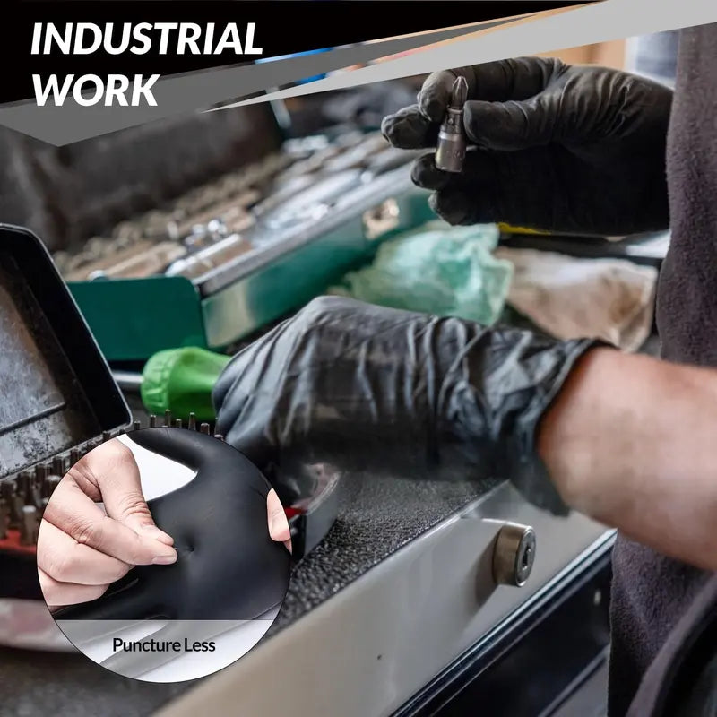 Thin Gloves Rip Fast. These Heavy-Duty Black Nitrile Gloves Hold Up.