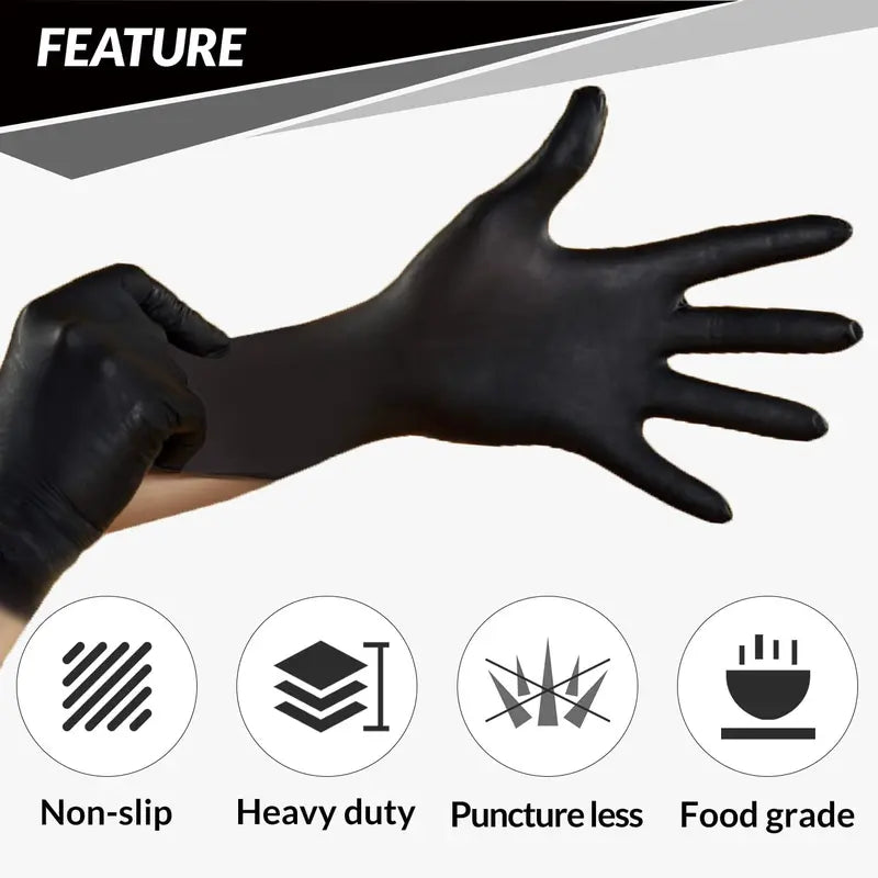 Thin Gloves Rip Fast. These Heavy-Duty Black Nitrile Gloves Hold Up.