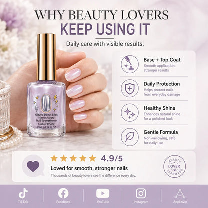 🔥Last Day Buy 1 Get 1 Free $ 9.99 Each🔥✨Lilac Glossy Mirror Nail Strengthener